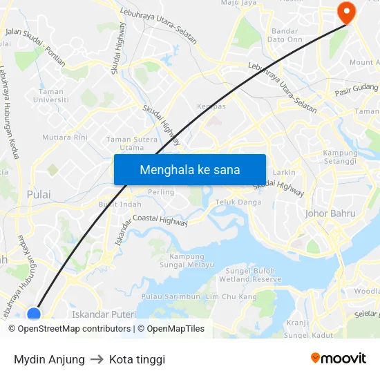 Mydin Anjung to Kota tinggi map