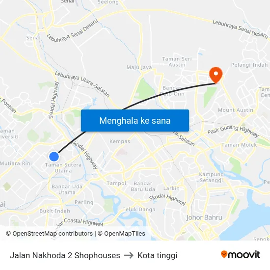 Jalan Nakhoda 2 Shophouses to Kota tinggi map