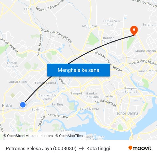 Petronas Selesa Jaya to Kota tinggi map