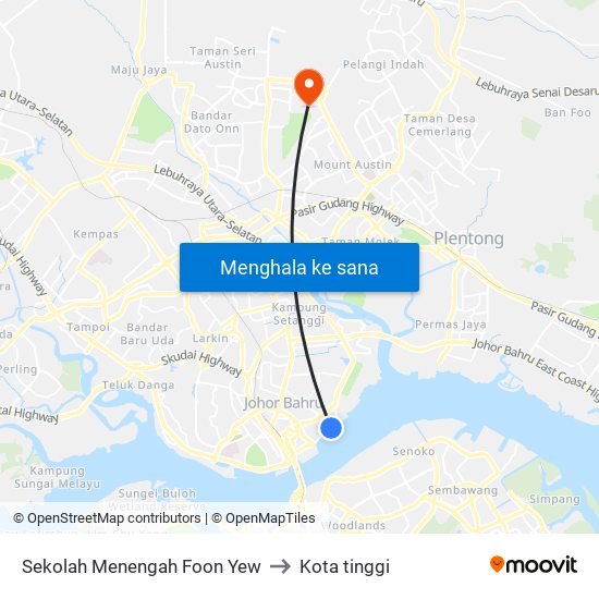 Sekolah Menengah Foon Yew to Kota tinggi map