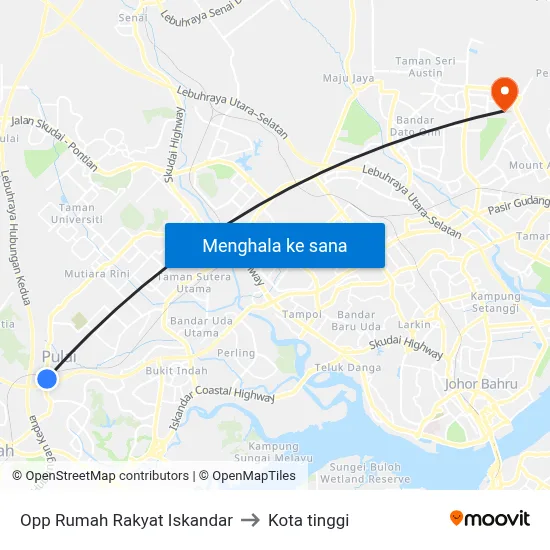 Opp Rumah Rakyat Iskandar to Kota tinggi map