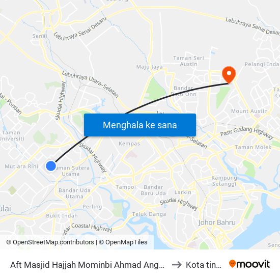 Masjid Hjh. Mominbi Ahmad Angullia to Kota tinggi map