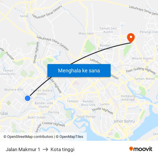 Jalan Makmur 1 to Kota tinggi map