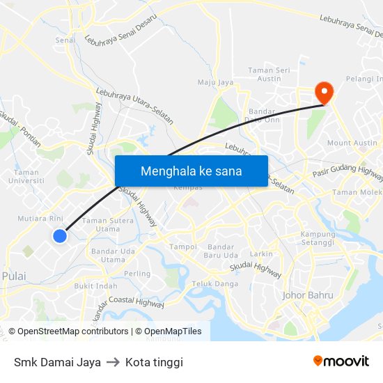 Smk Damai Jaya to Kota tinggi map