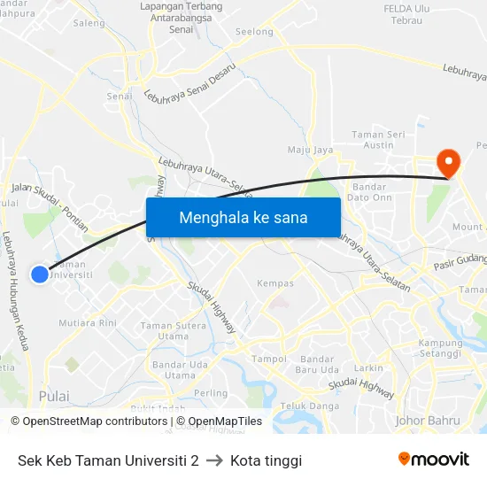 Sek Keb Taman Universiti 2 to Kota tinggi map