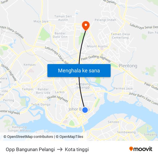 Opp Bangunan Pelangi to Kota tinggi map