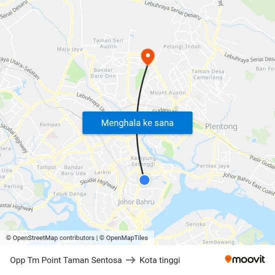 Opp Tm Point Taman Sentosa to Kota tinggi map