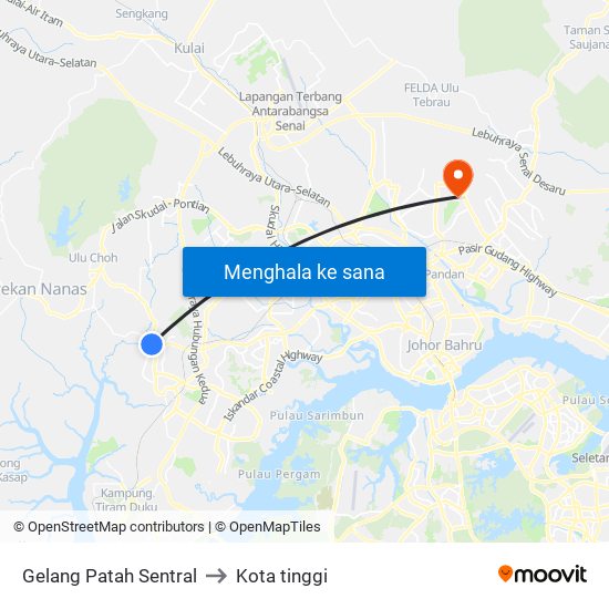 Gelang Patah Sentral to Kota tinggi map