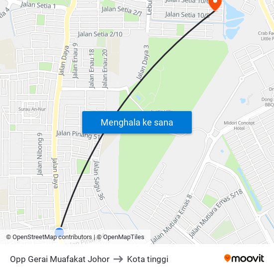 Opp Gerai Muafakat Johor to Kota tinggi map