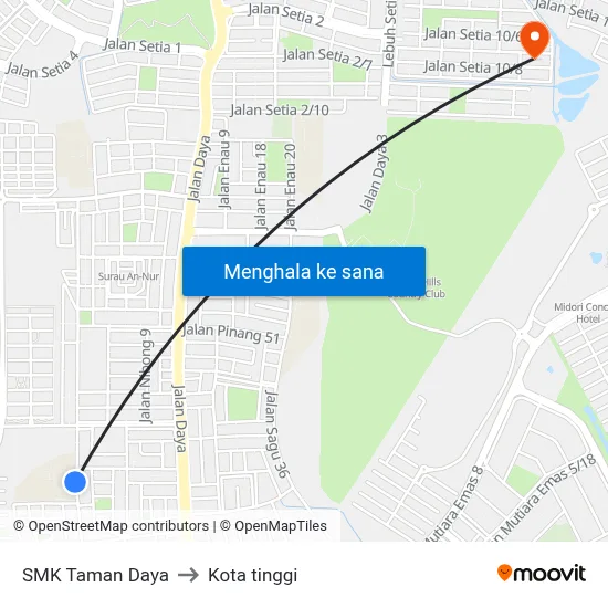 SMK Taman Daya to Kota tinggi map