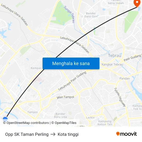 Opp SK Taman Perling to Kota tinggi map