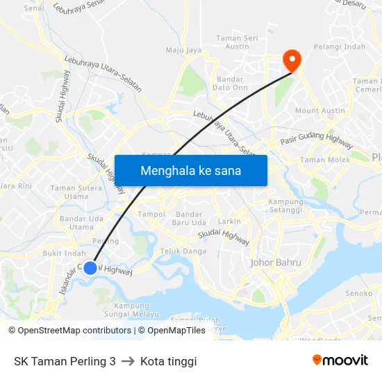SK Taman Perling 3 to Kota tinggi map