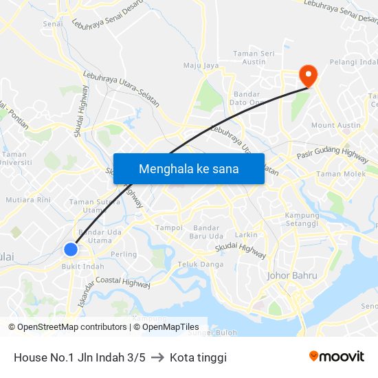 Jalan Indah 1/14 - 1/20 to Kota tinggi map