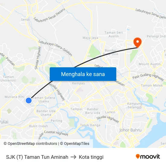 SJK (T) Taman Tun Aminah to Kota tinggi map