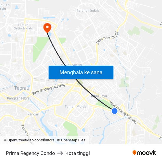 Prima Regency Condo to Kota tinggi map