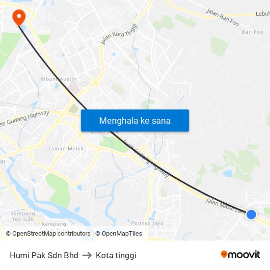 Humi Pak Sdn Bhd to Kota tinggi map