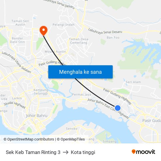 Sek Keb Taman Rinting 3 to Kota tinggi map