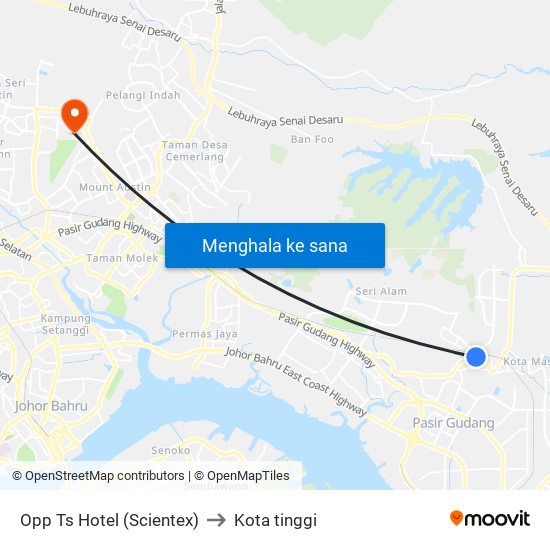Opp Ts Hotel (Scientex) to Kota tinggi map