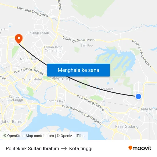 Politeknik Sultan Ibrahim to Kota tinggi map