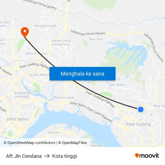 Aft Jln Cendana to Kota tinggi map