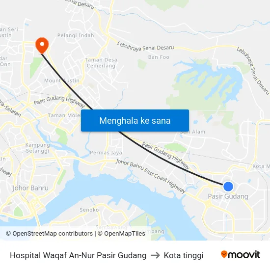 Hospital Waqaf An-Nur Pasir Gudang to Kota tinggi map