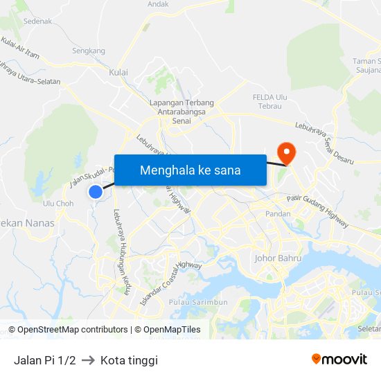 Jalan Pi 1/2 to Kota tinggi map