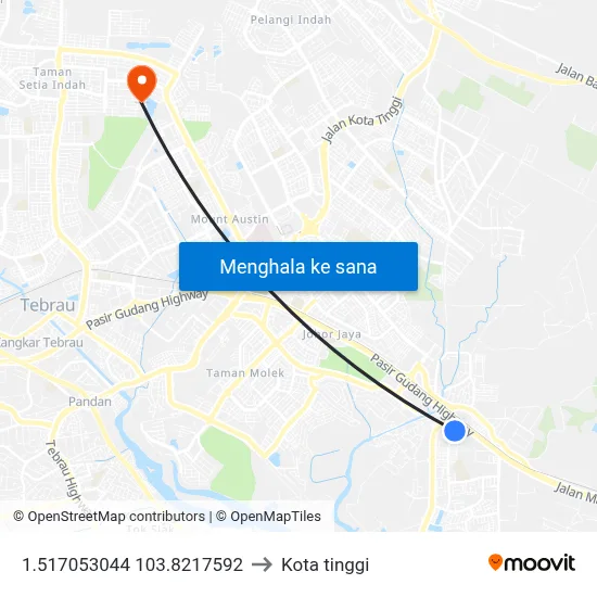 1.517053044	103.8217592 to Kota tinggi map