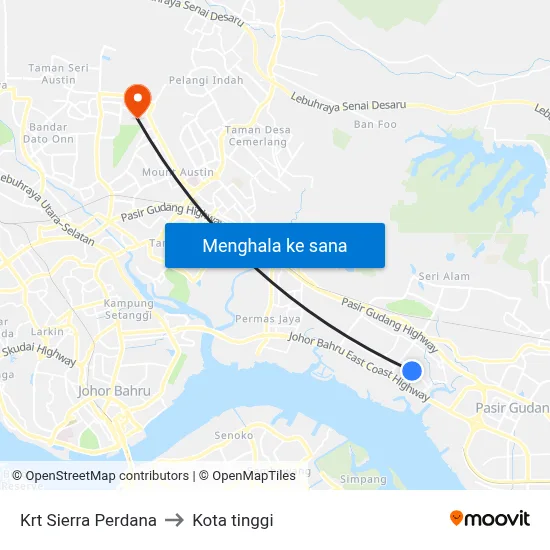 Krt Sierra Perdana to Kota tinggi map
