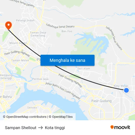 Sampan Shellout to Kota tinggi map