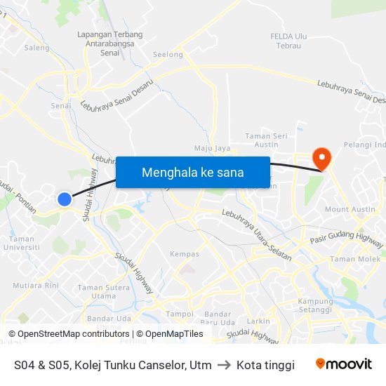 S04 & S05, Kolej Tunku Canselor, Utm to Kota tinggi map