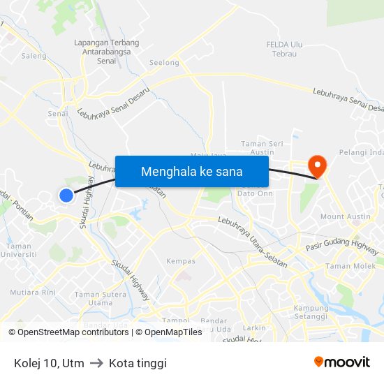 Kolej 10, Utm to Kota tinggi map