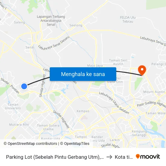 Parking Lot (Sebelah Pintu Gerbang Utm), Lingkaran Ilmu to Kota tinggi map