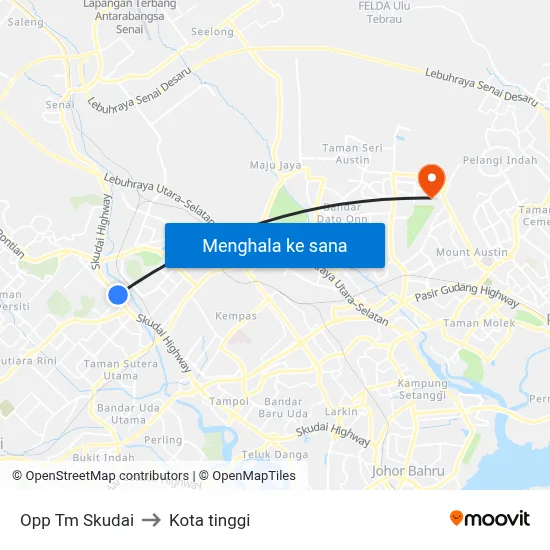 Opp Tm Skudai to Kota tinggi map