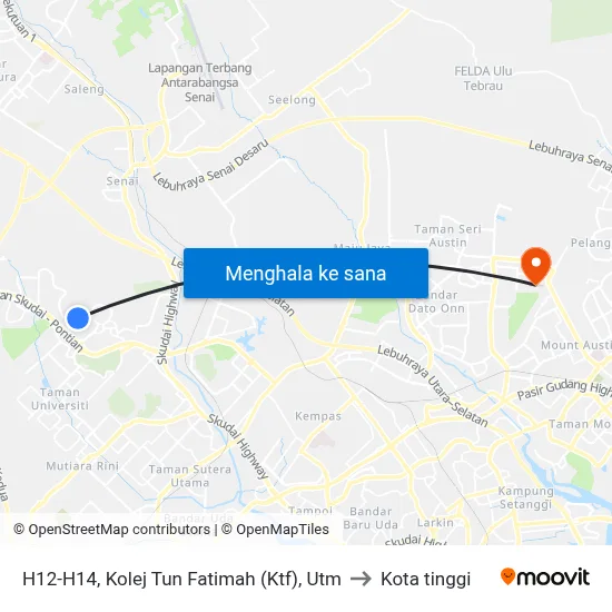 H12-H14, Kolej Tun Fatimah (Ktf), Utm to Kota tinggi map