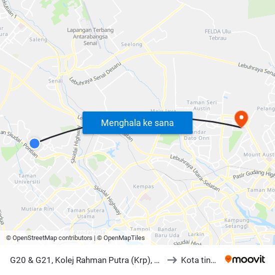 G20 & G21, Kolej Rahman Putra (Krp), Utm to Kota tinggi map