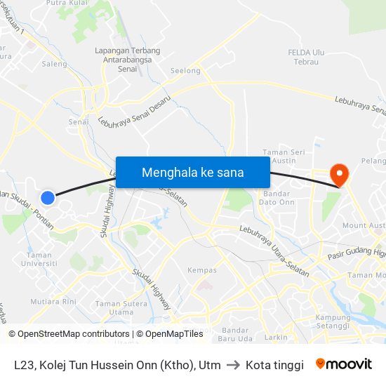 L23, Kolej Tun Hussein Onn (Ktho), Utm to Kota tinggi map