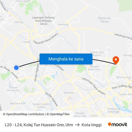 L20 - L24, Kolej Tun Hussein Onn, Utm to Kota tinggi map