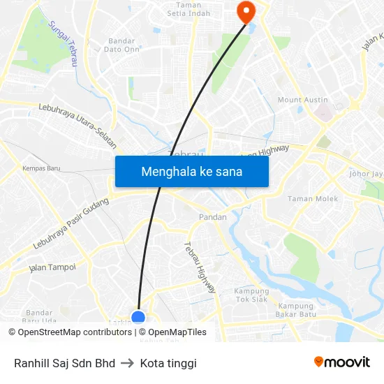 Ranhill Saj Sdn Bhd to Kota tinggi map