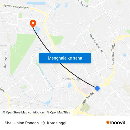 Shell Jalan Pandan to Kota tinggi map