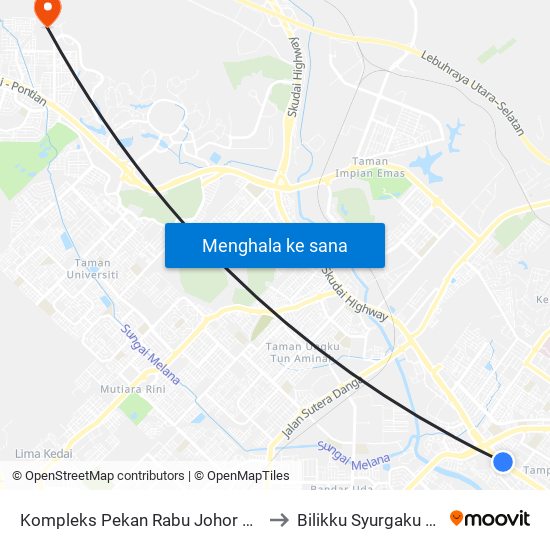 Kompleks Pekan Rabu Johor Bahru (0003159) to Bilikku Syurgaku KDOJ UTM map