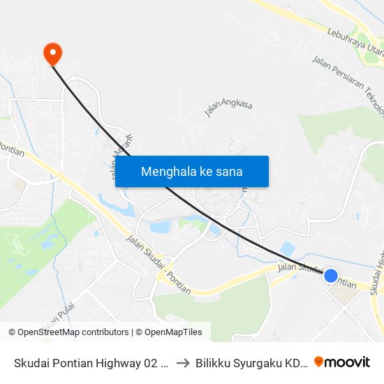 Taman Sri Skudai to Bilikku Syurgaku KDOJ UTM map