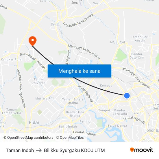 Taman Indah to Bilikku Syurgaku KDOJ UTM map