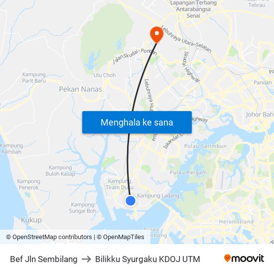 Bef Jln Sembilang to Bilikku Syurgaku KDOJ UTM map