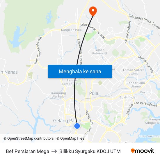 Bef Persiaran Mega to Bilikku Syurgaku KDOJ UTM map