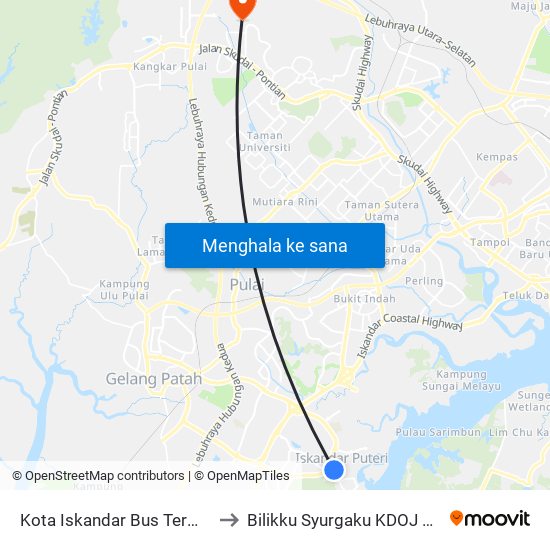 Kota Iskandar Bus Terminal to Bilikku Syurgaku KDOJ UTM map