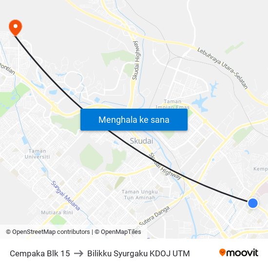 Cempaka Blk 15 to Bilikku Syurgaku KDOJ UTM map