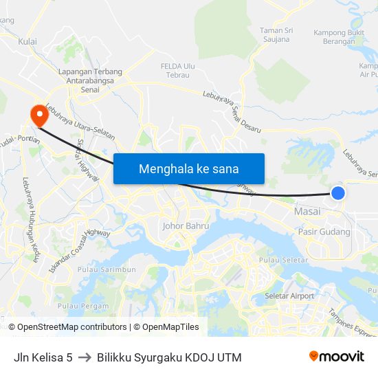 Jln Kelisa 5 to Bilikku Syurgaku KDOJ UTM map