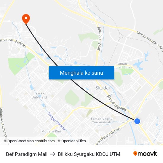 Bef Paradigm Mall to Bilikku Syurgaku KDOJ UTM map