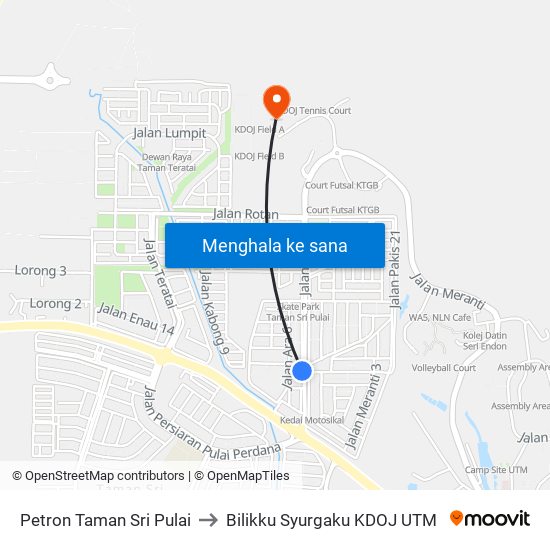 Petron Jalan Sri Pulai to Bilikku Syurgaku KDOJ UTM map