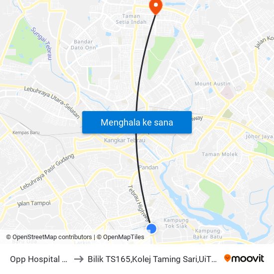 Opp Hospital Columbia to Bilik TS165,Kolej Taming Sari,UiTM Segamat, Johor map